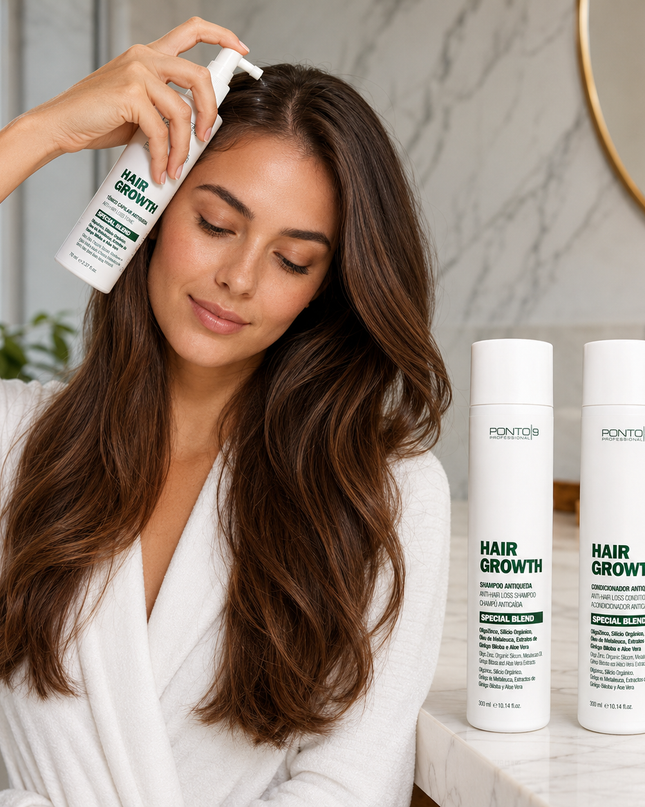 Kit Hair Growth Ponto 9 – Tratamento Antiqueda com Shampoo, Condicionador e Tônico