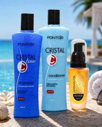 Kit Cristal Praia e Piscina – Recuperação dos Fios Pós-Sol, Mar e Piscina